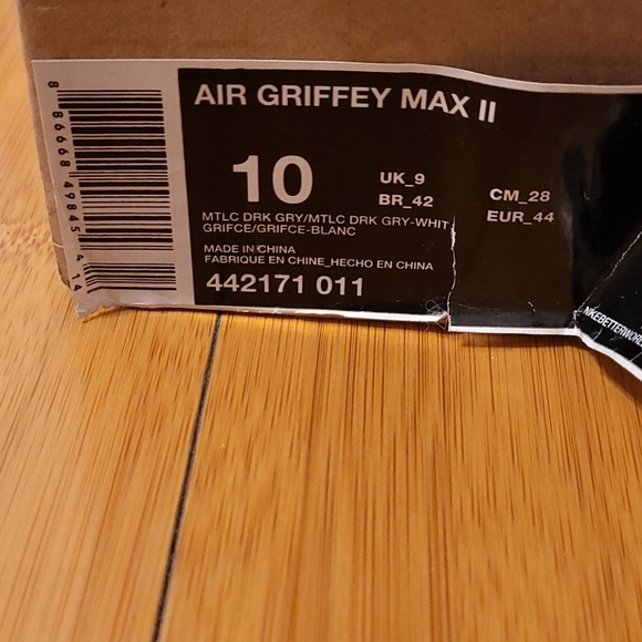 Air Griffey Max 2 Metallic Dark Gray White Size 10 - Picture 9 of 9